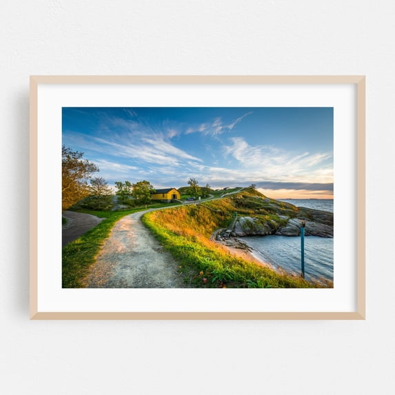 The Baltic Sea on Suomenlinna - Helsinki Finland Photography Landscape Coastal Nature Scenic Sunset Rural Ocean Oak Framed Wall Art Print 5 x 7 inches