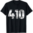 thumbnail image 1 of Baltimore 410 Area Code Skyline Maryland Vintage T-Shirt, 1 of 4