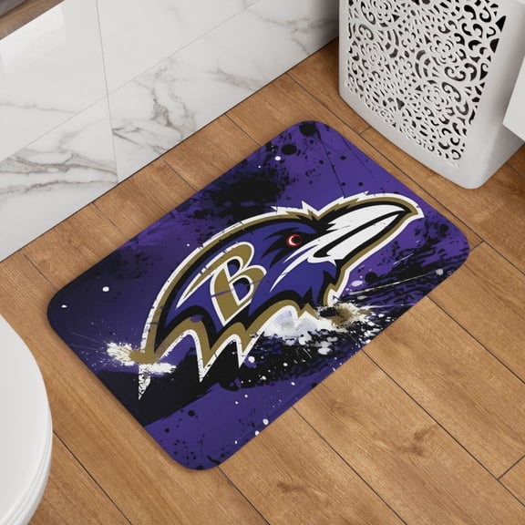 Baltimore Crystal Velvet Lock Edge Floor Mat 40" x 60", Football Team Themed Entryway Floor Mat, Kitchen and Living Room Floor Mat for Home Decor Area Rug