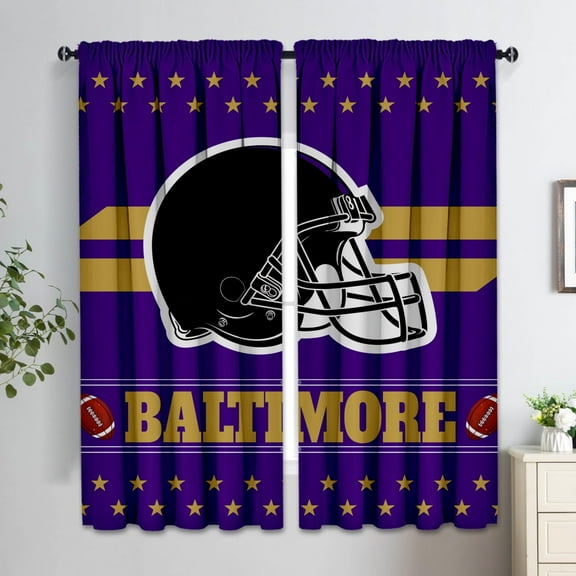 Baltimore Themed Blackout Curtain Panels, 72"Wx63"L, 2 Piece