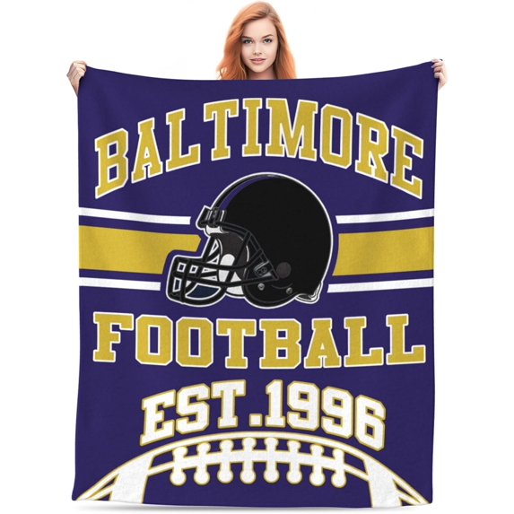 Baltimore Fans Blanket Gifts 50x60 inches Soft Lightweight Flannel Throw Blanket for Men Women Youth Kids Classic Football Team Color Blankets for Sofa Bed Bedroom Living Room