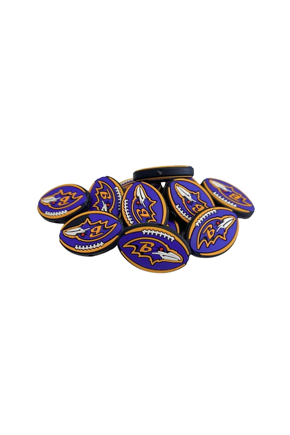 Baltimore Focal Bead Sports Football 12pk 1.17 for Bulk Keychains Silicone Charm Raven Beadable Pens Freshie Hangers Logo Game Day Purple Gold