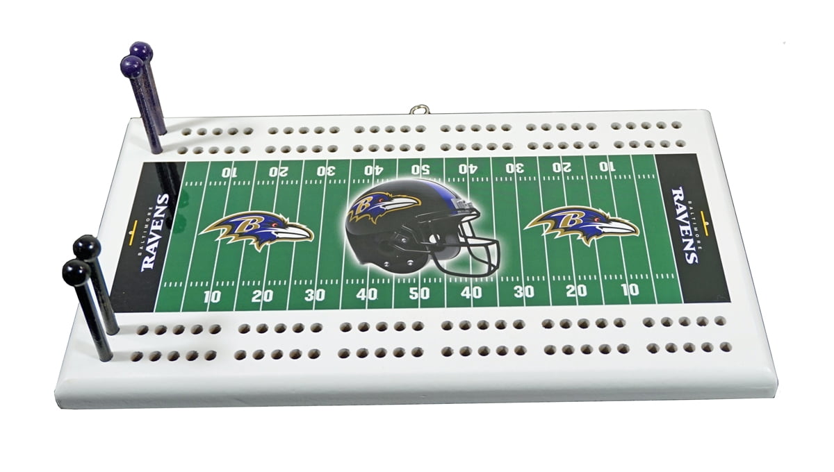 Baltimore Football Classic 2 Track Wooden Field Shaped Cribbage Board