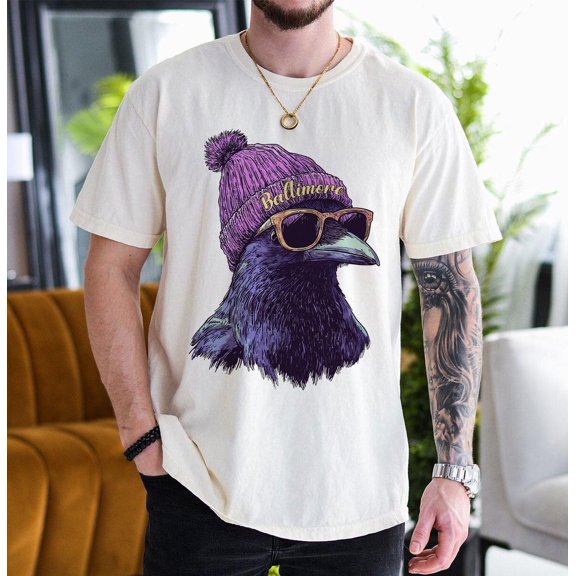 Baltimore Football Comfort Colors T-Shirt, Retro Sports Fan Shirt, Trendy Game Day Gift Tee,Ivory Color,Size L