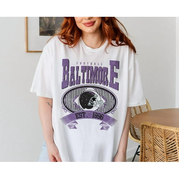 Baltimore Football Vintage 90s Style T-shirt, Baltimore Football Shirt, Sunday Football Shirt,White Color,Size L