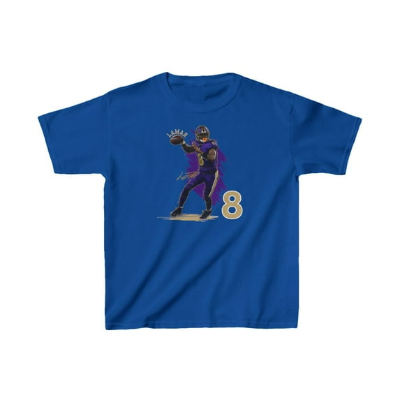 Baltimore L.Jackson #8 Football Cartoon Kids Heavy Cotton Tee-KFLJ001B-Royal-XL