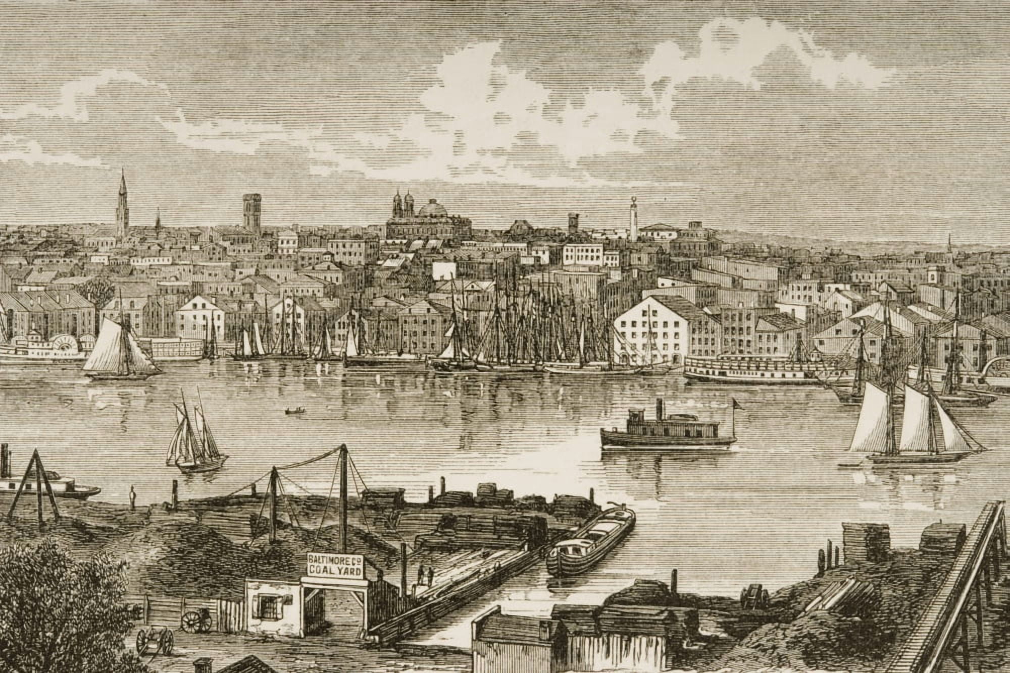 Baltimore Maryland In 1870S From American Pictures Drawn With Pen And Pencil By Rev Samuel Manning Circa 1880 Canvas Art - Ken Welsh Design Pics (17 x 11)