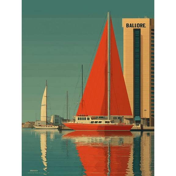 Baltimore Maryland Panoramic Pop Art Canvas Mid Century Travel Wall Decor