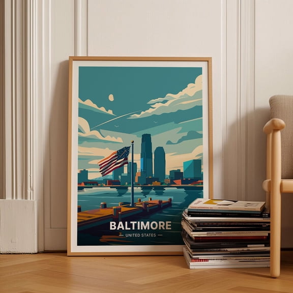 Baltimore Maryland USA Home Decor Wall Art 5, Stretched Canvas 8x10in