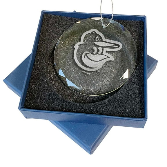 Baltimore Orioles 3.25'' Laser Engraved Glass Ornament