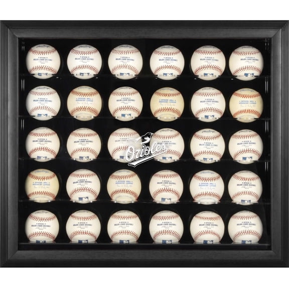 Baltimore Orioles Logo Black Framed 30-Ball Display Case