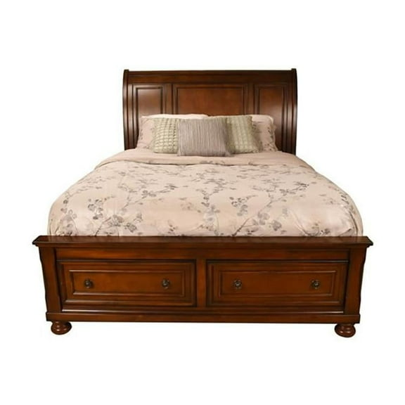 Baltimore Queen Storage Platform Bed Made with Wood in Dark Walnut