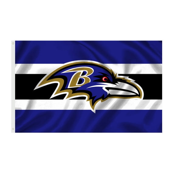 Baltimore_Raven Flag, Blue White Stripes, Gifts for Football Sport Fans Garden Banner with 2 Grommets