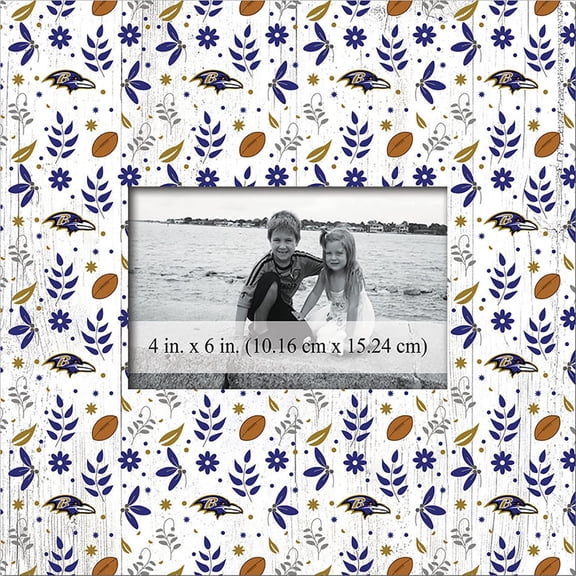 Baltimore Ravens 10'' x 10'' Floral Pattern Frame