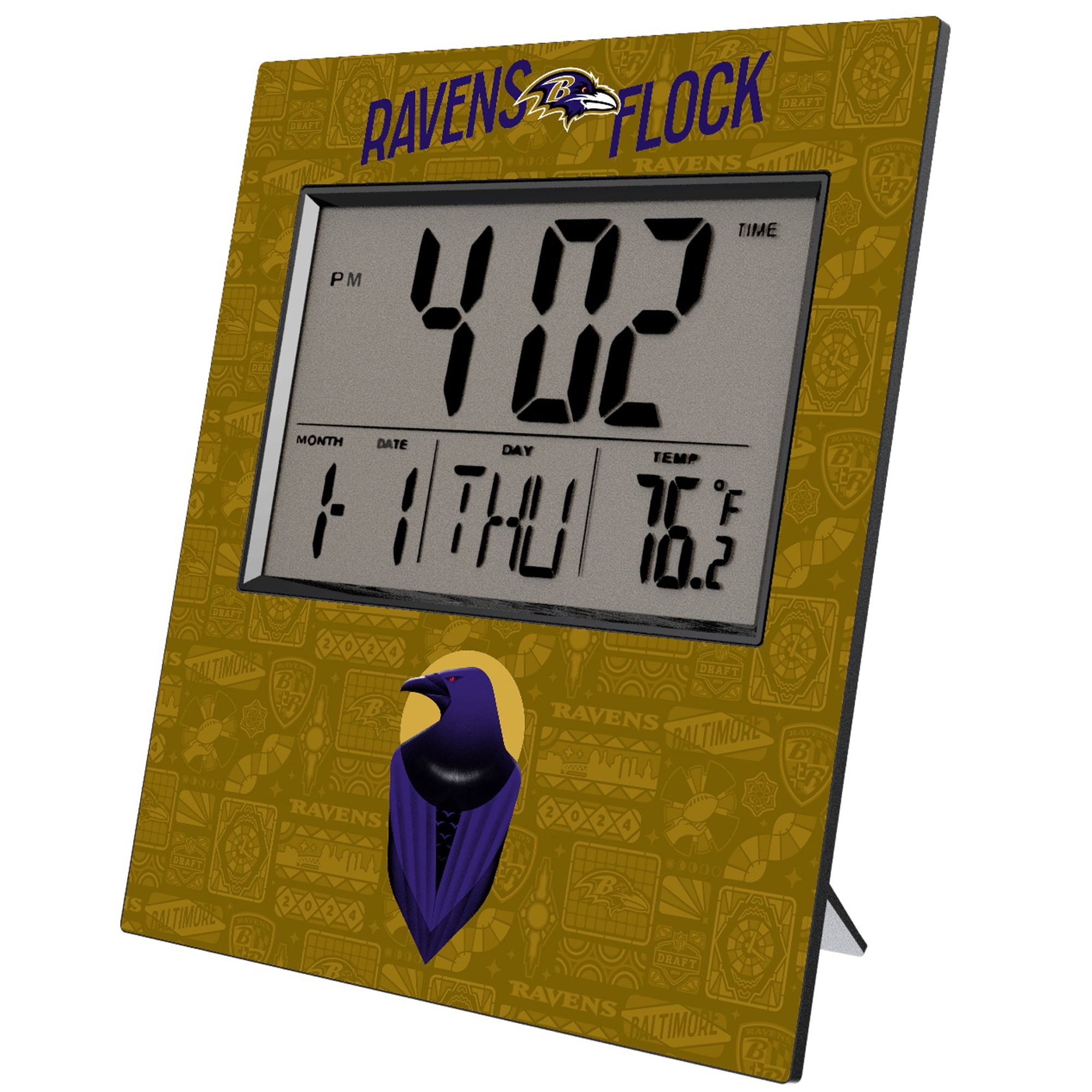 Ravens Clock Baltimore Ravens 2024 Illustrated Limited Edition Digital Desk/Wall ...