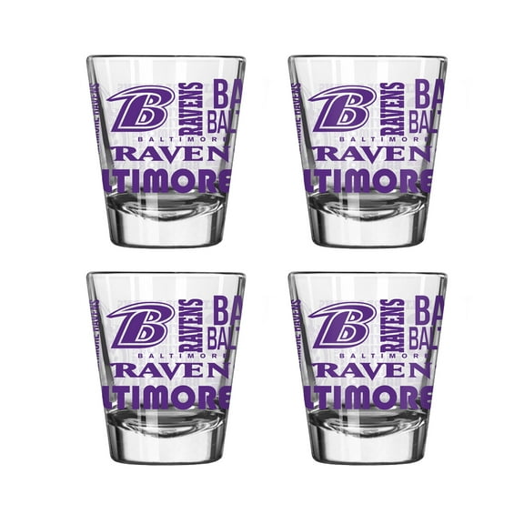 Logo Brands Baltimore Ravens 4-Pack 2oz. Shot Glass Set