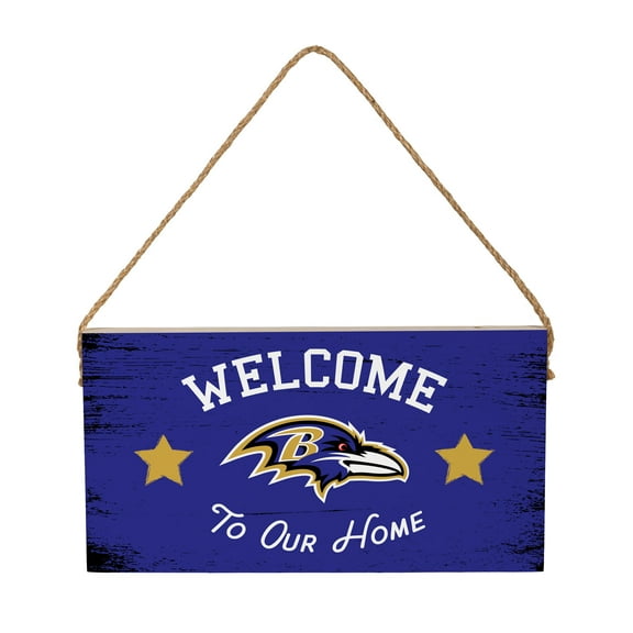 Baltimore Ravens 6" x 11" Welcome Home Wood Wall Sign with Rope Hanger