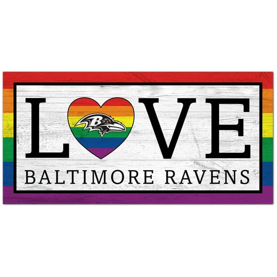 Baltimore Ravens 6'' x 12'' LGBTQ Love Sign