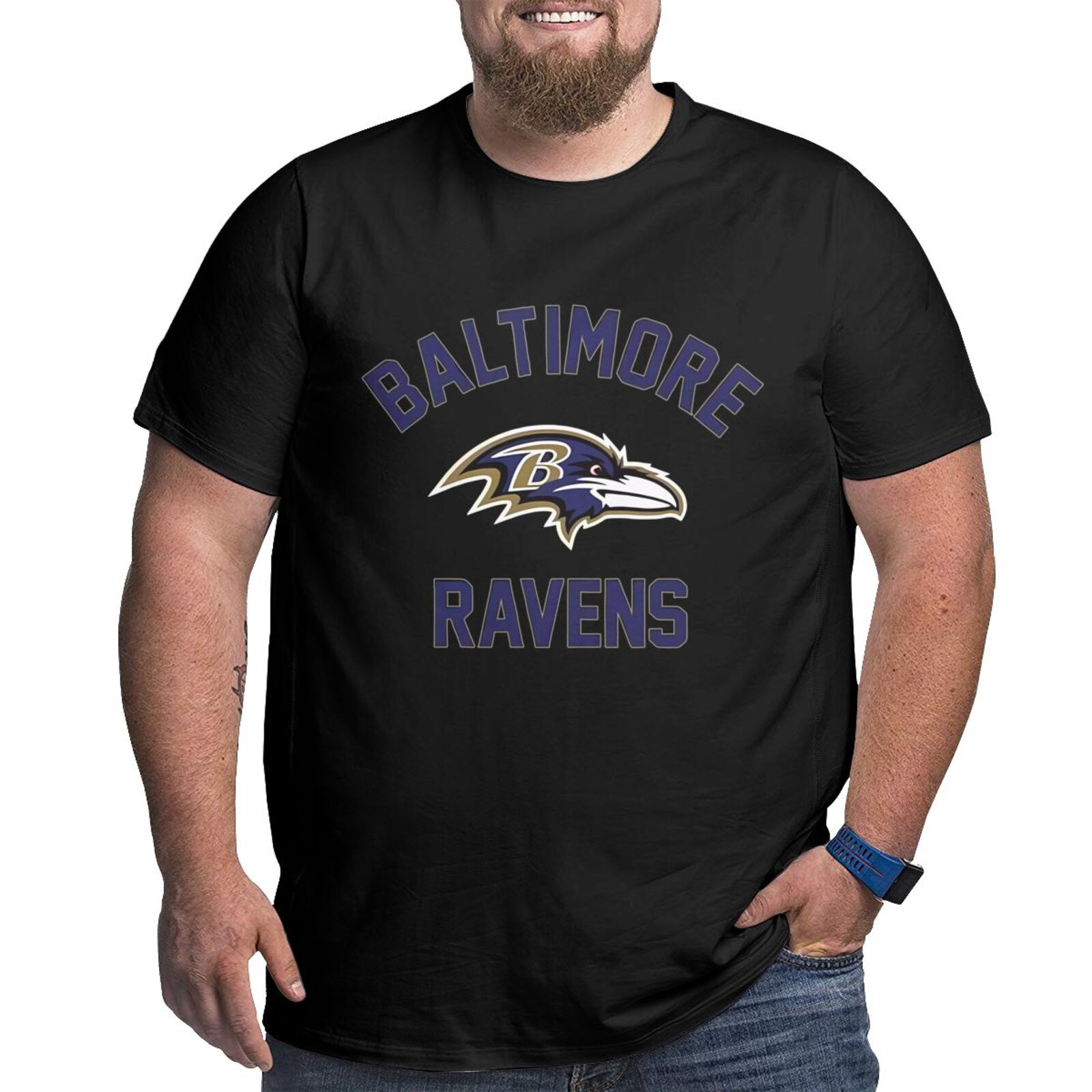 Baltimore Ravens Custom Football Fans T Shirt Men s Plus Size Shirts Short Sleeve Tops Summer Big Tall Cotton Basic Tee XL 6XL Walmart