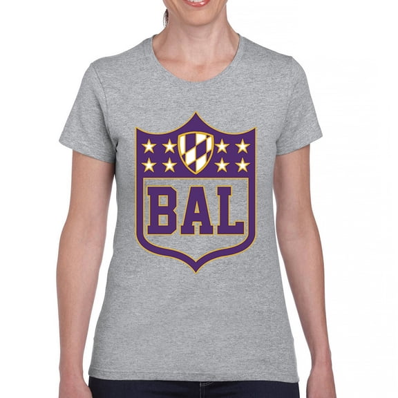 Baltimore Shield T-Shirt Die Hard Fantasy Football Fan Game Night Women's Tee