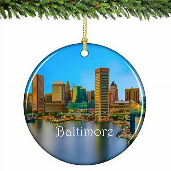 Baltimore Skyline Christmas Ornament Porcelain 2.75 Inches