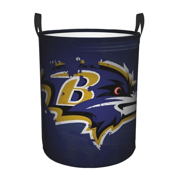 Baltimore Team Print Circular Hamper Basket,Storage Basket,Round Laundry Hamper With Handles For Bedroom And Living Room Waterproof Oxford Cloth Basket