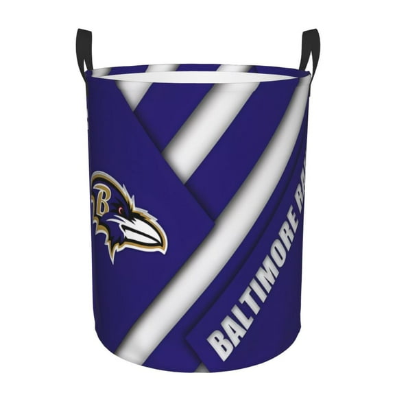 Baltimore Team Print Circular Hamper Basket,Storage Basket,Round Laundry Hamper With Handles For Bedroom And Living Room Waterproof Oxford Cloth Basket