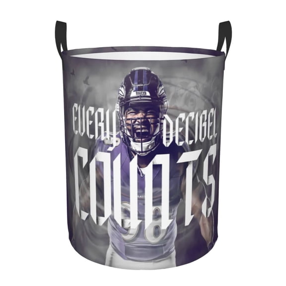 Baltimore Team Print Circular Hamper Basket,Storage Basket,Round Laundry Hamper With Handles For Bedroom And Living Room Waterproof Oxford Cloth Basket