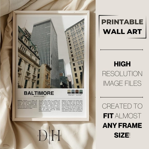Baltimore Travel : Minimalist City Wall Art Unframed Paper Print