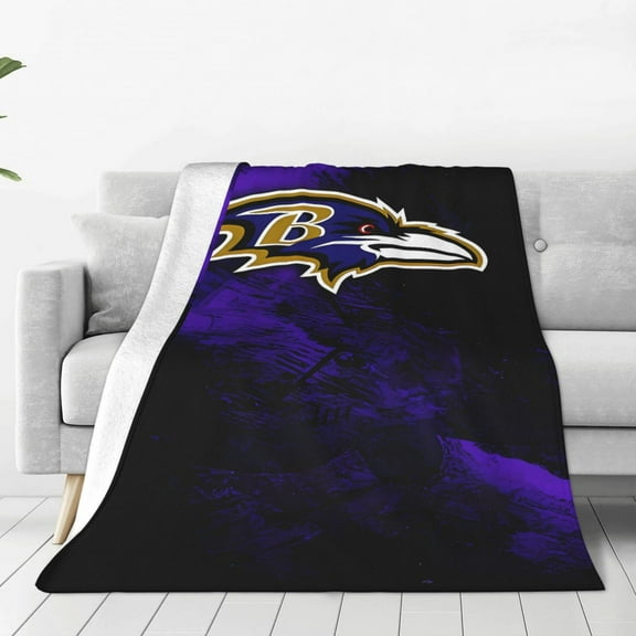 Baltimore Ultra Soft Flannel Blanket 40"x 30" 50"x 40" 60"x 50" 80"x 60" Suitable for Sofa Bed, Office, Four Seasons Warm Plush Blanket, Home Decor Football Team Fan Gift Blanket