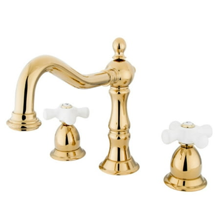 Baltimore Widespread Bathroom Faucet with Double Porcelain Cross Handles, Chrome
