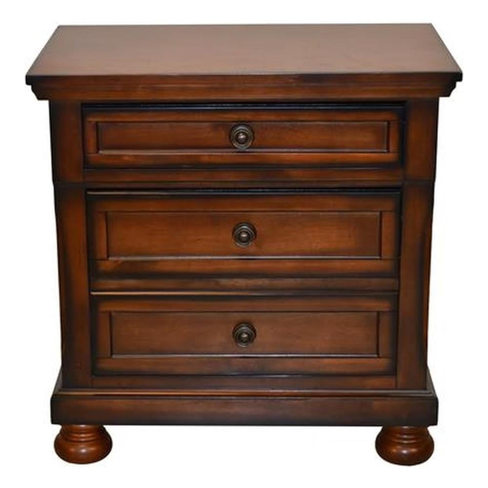 Baltimore Dark Walnut Wood Nightstand with Hidden Jewelry Drawer