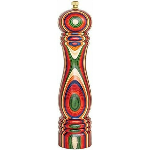 Baltique Marrakesh Pepper Grinder – 8 Inch Colorful Wooden Pepper Mill with Adjustable Stainless Steel Grinding Mechanism – Manual Wood Pepper Grinder for Kitchen or Table Use