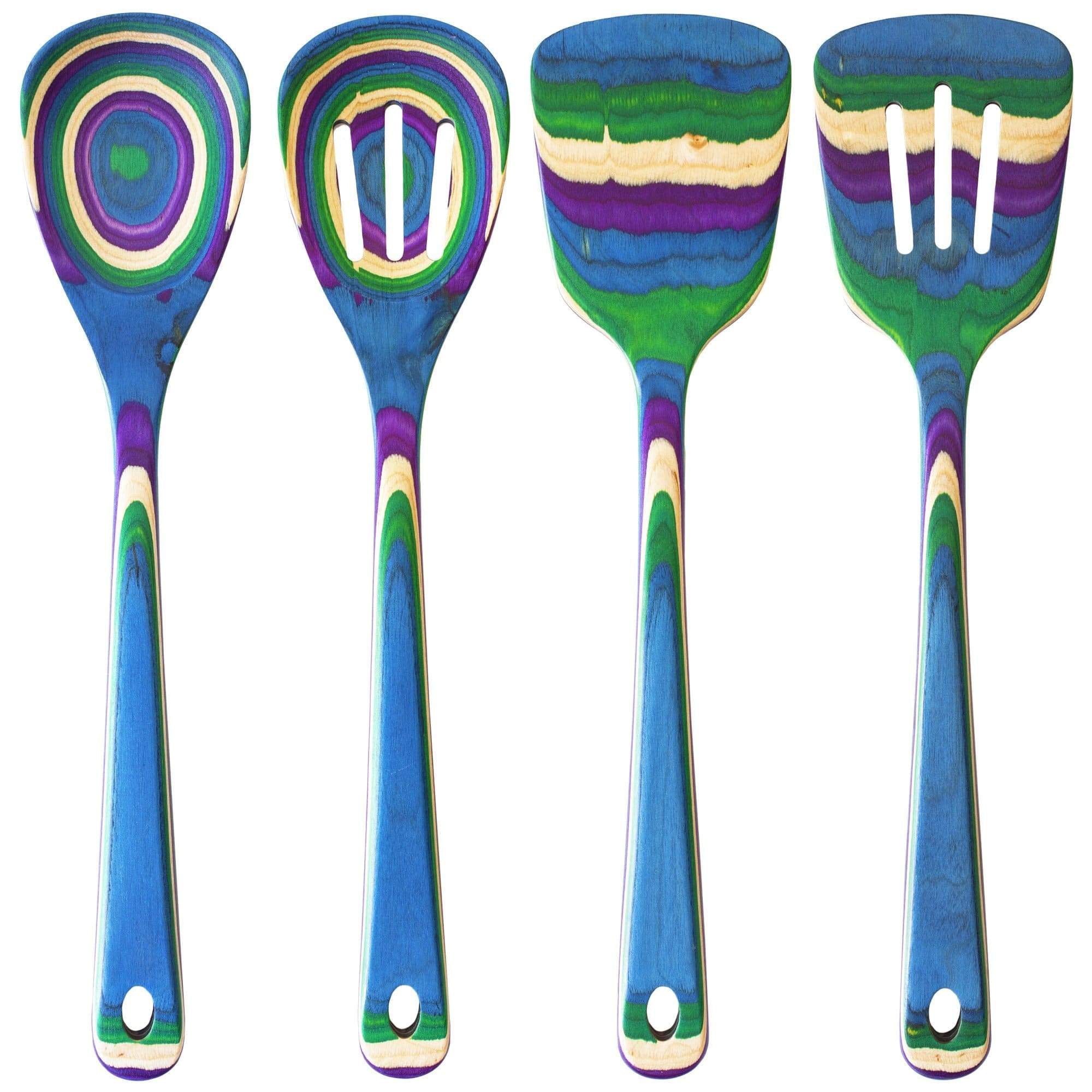 Baltique 4-Piece Multicolor Birch Wood Cooking Utensil Set