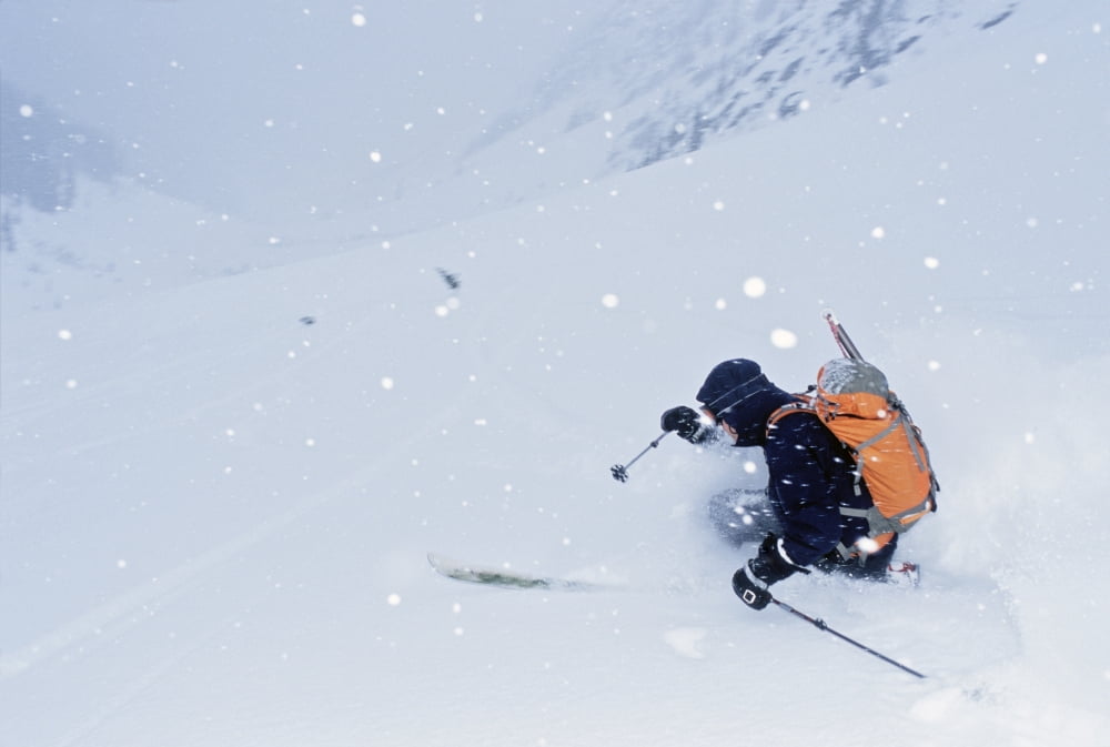 Balu Pass British Columbia Canada Downhill Skiing In Snowstorm Canvas Art - Dan Sherwood Design Pics (18 x 12)