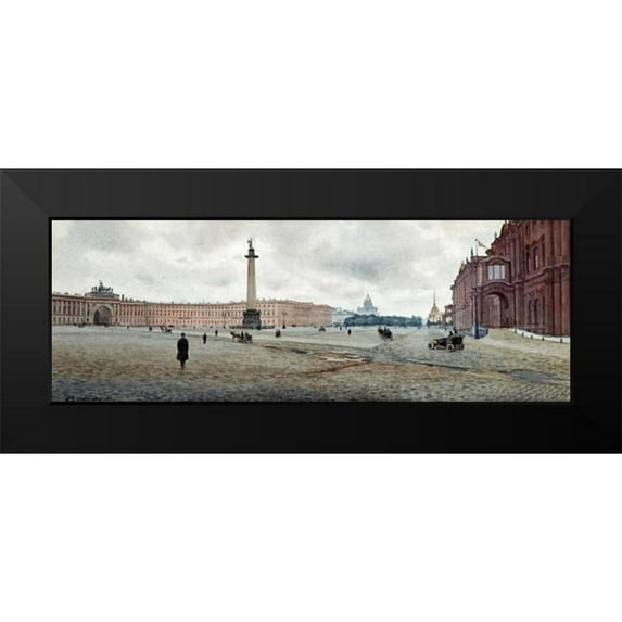 Balunin, Mikhail Abramovich 24x11 Black Modern Framed Museum Art Print Titled - The Hermitage Palace and Palace Square