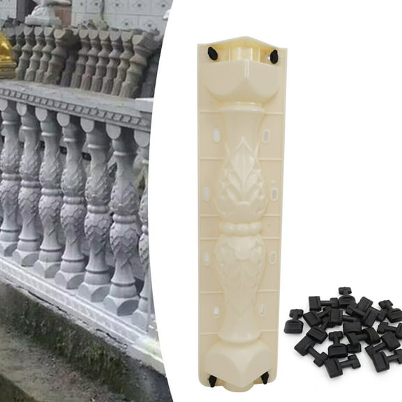 Balustrade Mold for Concrete and Plaster, PVC Material, Simulates Wood Surface, Vibratory Casting Method, 68x14.5cm, Ideal for Heavy-Duty Use
