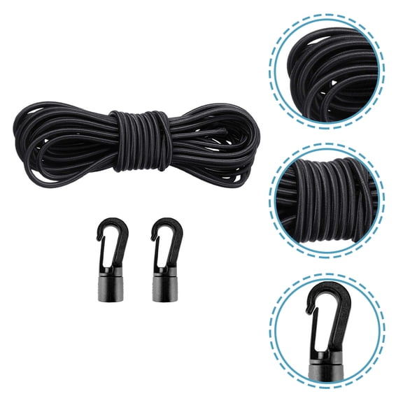 Baluue 1 Set Kayak Elastic Cord Kit Nylon Black for Holding Objects on Water