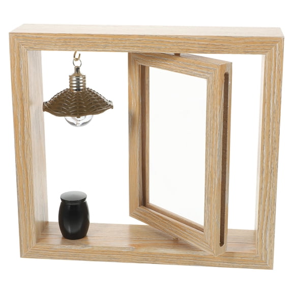 Baluue Picture Frame for Ashes Wooden Memorial Frame with Small Urn Black 1 Set 9*4*2in