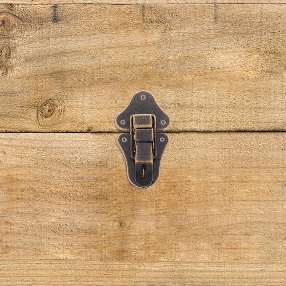 Baluue 1 Set of Secure Metal Hasp Latch Iron Dark Brown Retro Style Tool Box Latch for Storage Boxes