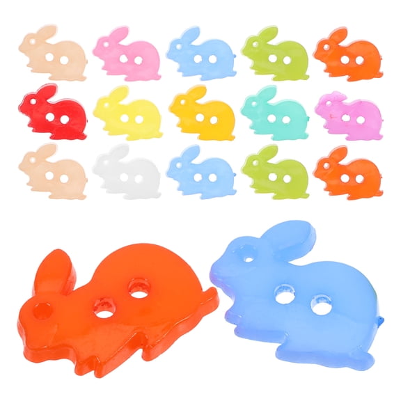 Baluue 100Pcs Assorted Color Bunny Buttons Plastic Decorative Buttons for Sewing and Crafts