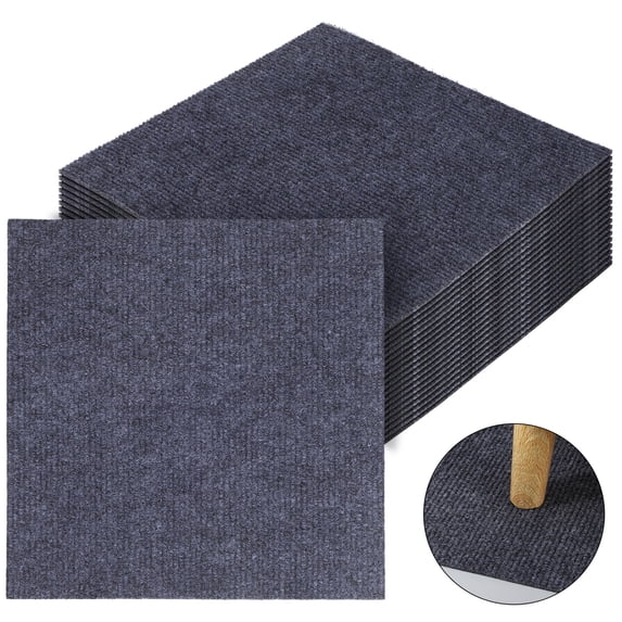 Baluue 100Pcs Dark Grey Rug Tiles Self Adhesive for Living Room Floor Upgrade