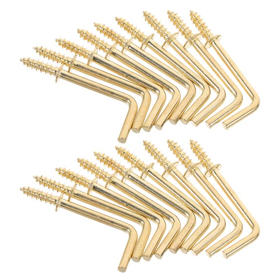 Baluue 100Pcs Robust Golden Iron Square Bend Hooks with Easy Installation for Home and Office Use