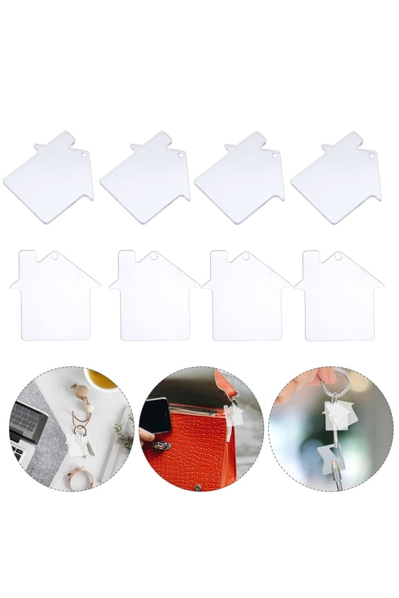 10Pcs Acrylic House Shaped Keychain Craft Accessories for Custom Key and