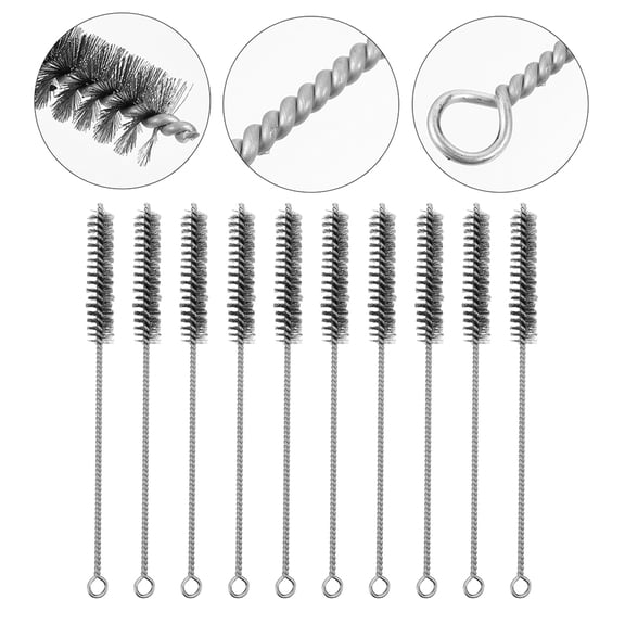 Baluue 10Pcs Stainless Steel Tube Wire Cleaning Tools with Long Handle for Rust Paint and Welding Slag Removal