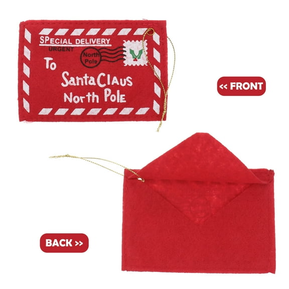 Baluue 10pcs Letter to Santa Claus Felt Envelope Embroidery Christmas Ornament (Red)
