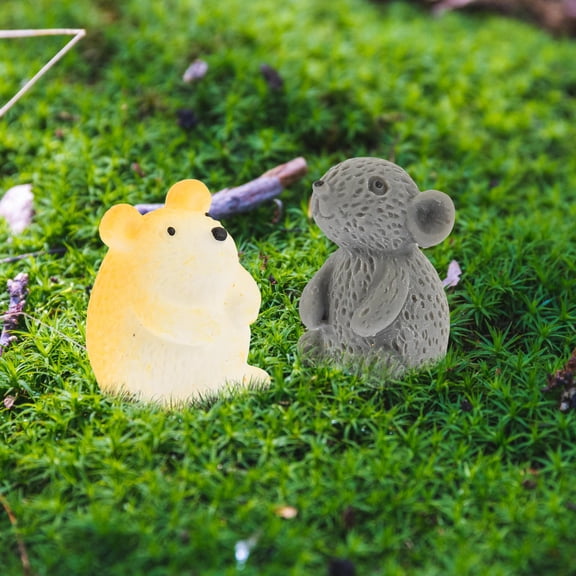 Baluue 12Pcs Miniature Mouse Figurine Assorted Color Resin Animal Shape Photo Prop