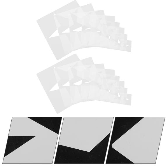 Baluue 16-Piece Multi-Functional White PET Geometric Shape Stencils for Wall Art, Home Decor, Crafting Templates