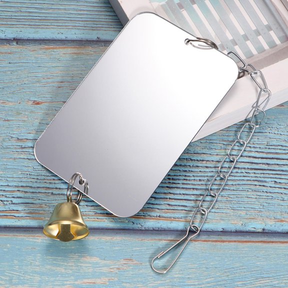 Baluue 1Pc Durable Bird Mirror with Bell for Parrot Cage Hanging Decor and Fun Engagement