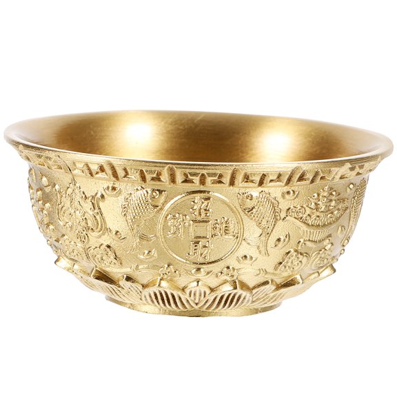 Baluue 1Pc Golden Cornucopia Bowl with Classic Pattern Home Ornament for Storage Use